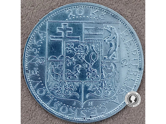 20.koruna - 1.ČSR - 1937 - úmrtie prezidenta T.G.Masaryka