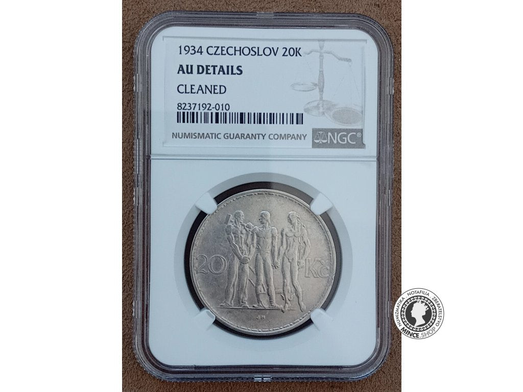 20.koruna - 1.ČSR - 1934 - kvalita AU DETAILS
