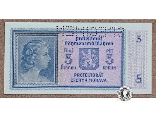 5 Korún - 1940 - Protektorát Čechy a Morava - UNC