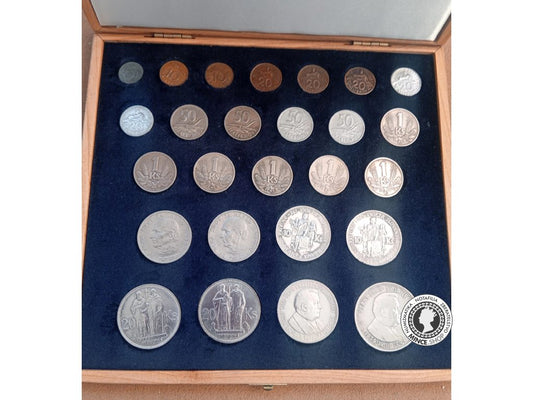 Sada mincí v drevenej kazete Slovenský štát 1939 - 1945 aj s variantami