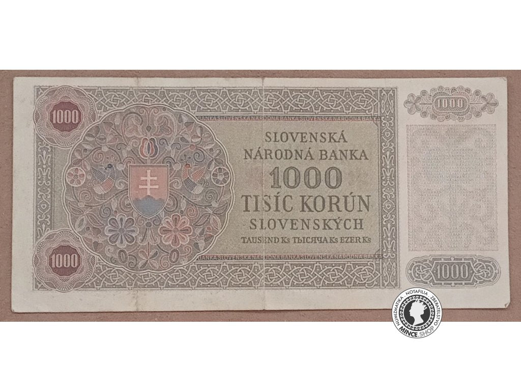 1000 Korún Kolkovaných - 1940 - Slovenský Štát / Česko-Slovensko