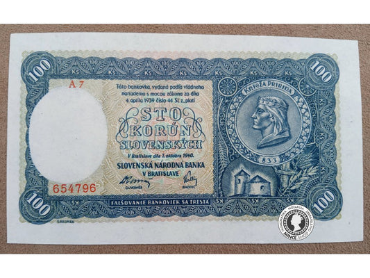 100 Korún - 1940 II.vydanie - Slovenský Štát