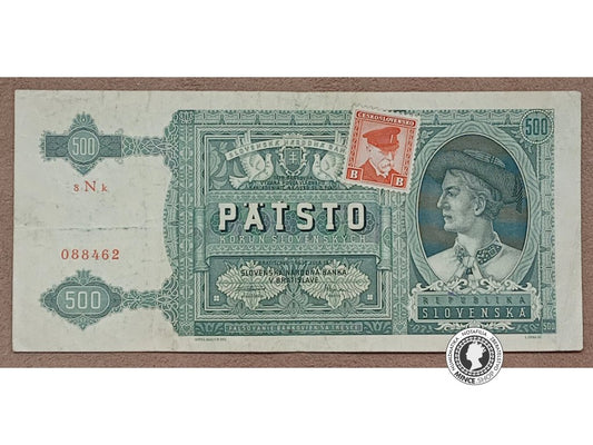 500 Korún koľkovaných - 1941 - Slovenský Štát / ČSR