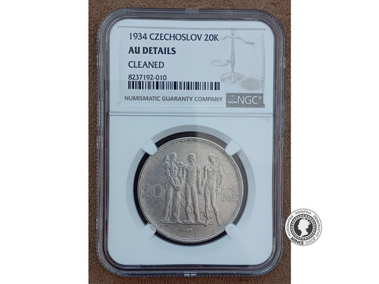 20.koruna - 1.ČSR - 1934 - kvalita AU DETAILS