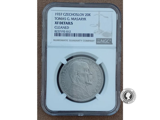 20.koruna - 1.ČSR - 1937 - úmrtie prezidenta T.G.Masaryka - kvalita XF Details