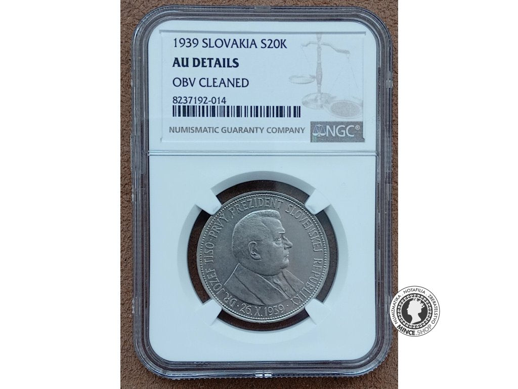 20 koruna - Slovenský Štát - 1939 - Dr. Jozef Tiso - kvalita AU DETAILS