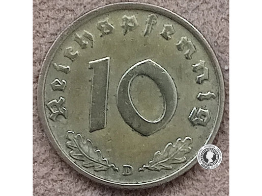 10 reichspfennig - Nemecko - Tretia Ríša - 1938 D