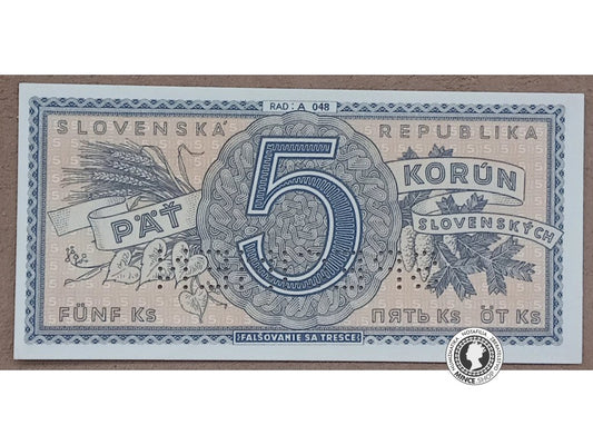 5 Korún - 1945 - Slovenský Štát - SPECIMEN