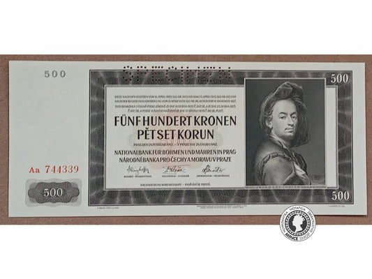 500 Korún - 1942 - Protektorát Čechy a Morava - UNC