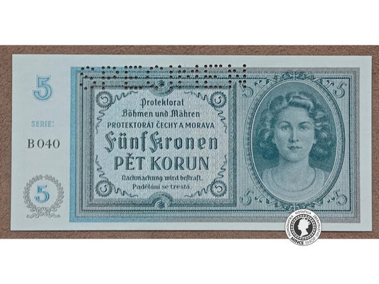5 Korún - 1940 - Protektorát Čechy a Morava - UNC