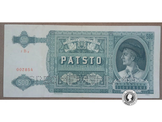500 Korún - 1941 - Slovenský Štát / Česko-Slovensko