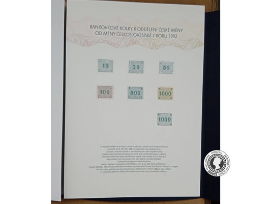 30.rokov českej meny - pokladničné potvrdenky a koľky - sada