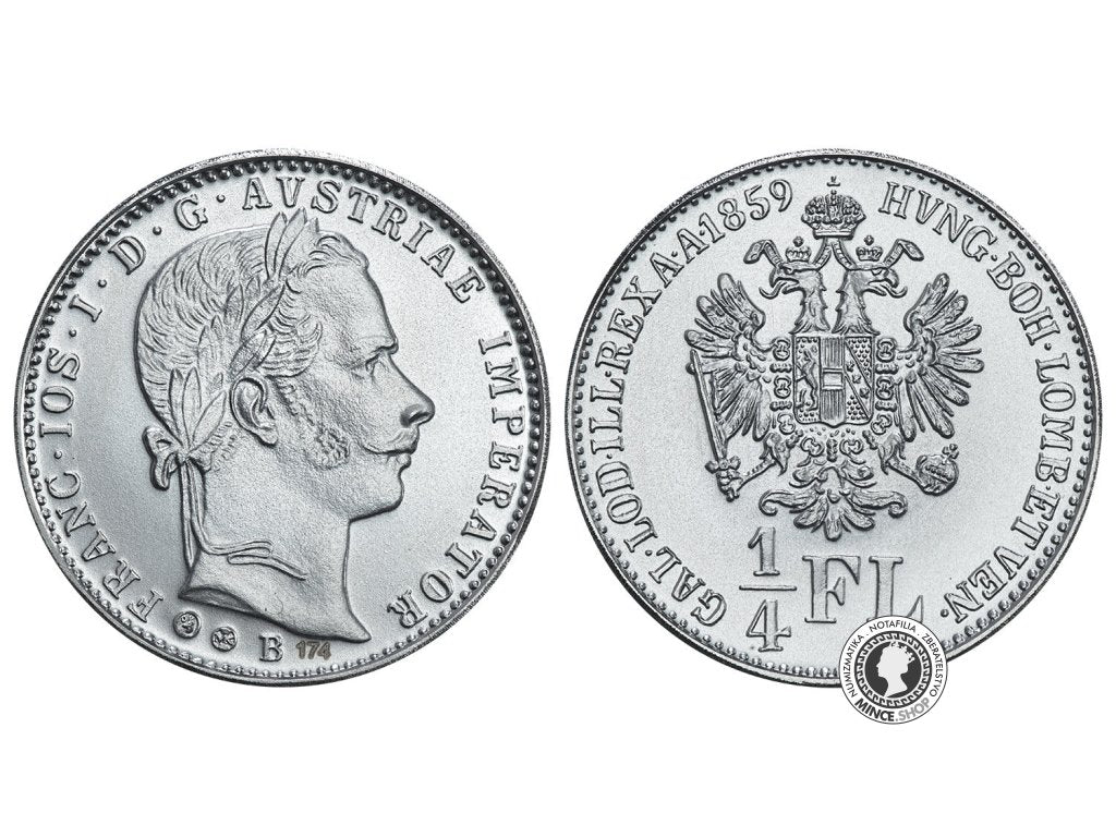 Repliky zlatiek Františka Jozefa I. - 2x 1/4 gulden (1858,1859)