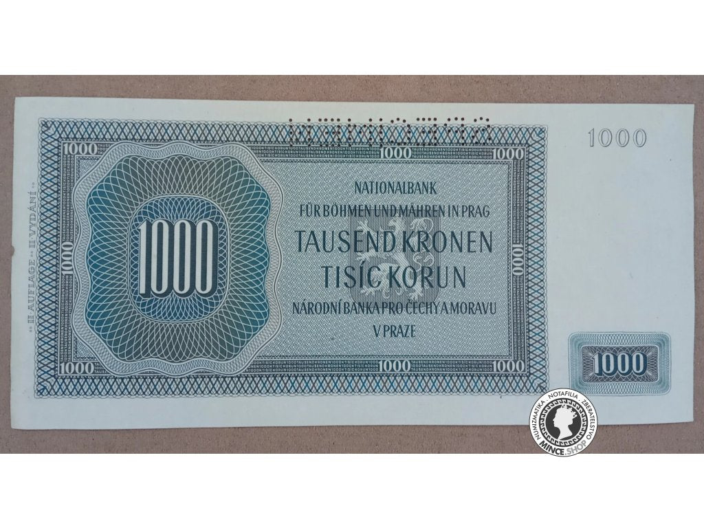 1000 Korún - 1942 - Protektorát Čechy a Morava - SPECIMEN